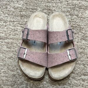 Birkenstock Soft Pink Fuzzy Sandals